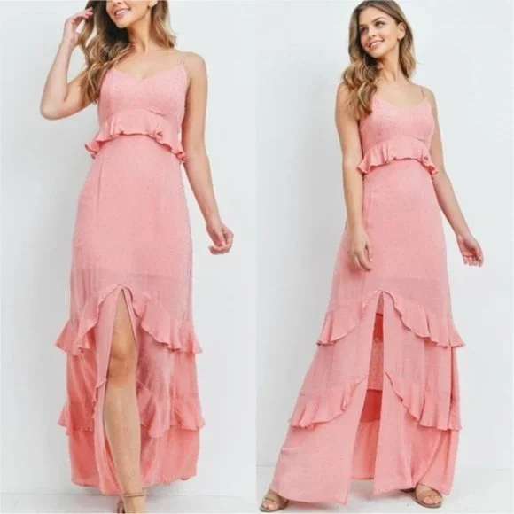PINK MAXI TEXTURED DRESS - Picture 10 of 10